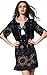 ARANEE Women's Sexy Off Shoulder Cotton Boho Ruffle Sleeve Blouse Mini Dress Navy Blue