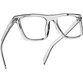 NIDOVIX Trendy Square Blue Light Blocking Glasses for Men Women, Fashion Frame Non-prescription Computer Glasses (Transparent Grey)