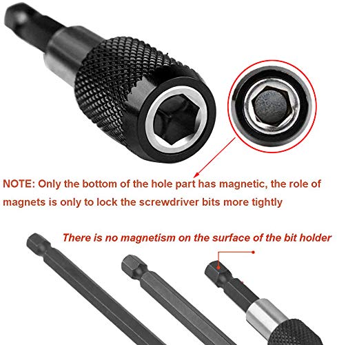 Eyech 3Pcs Magnetic Drill Bit Extension Quick Change Impact Driver Bits 1/4 Inch Hex Shank Magnetic Screw Holder 2/4/ 6 Inch Length Security Head Screwdriver Driver Bit Set
