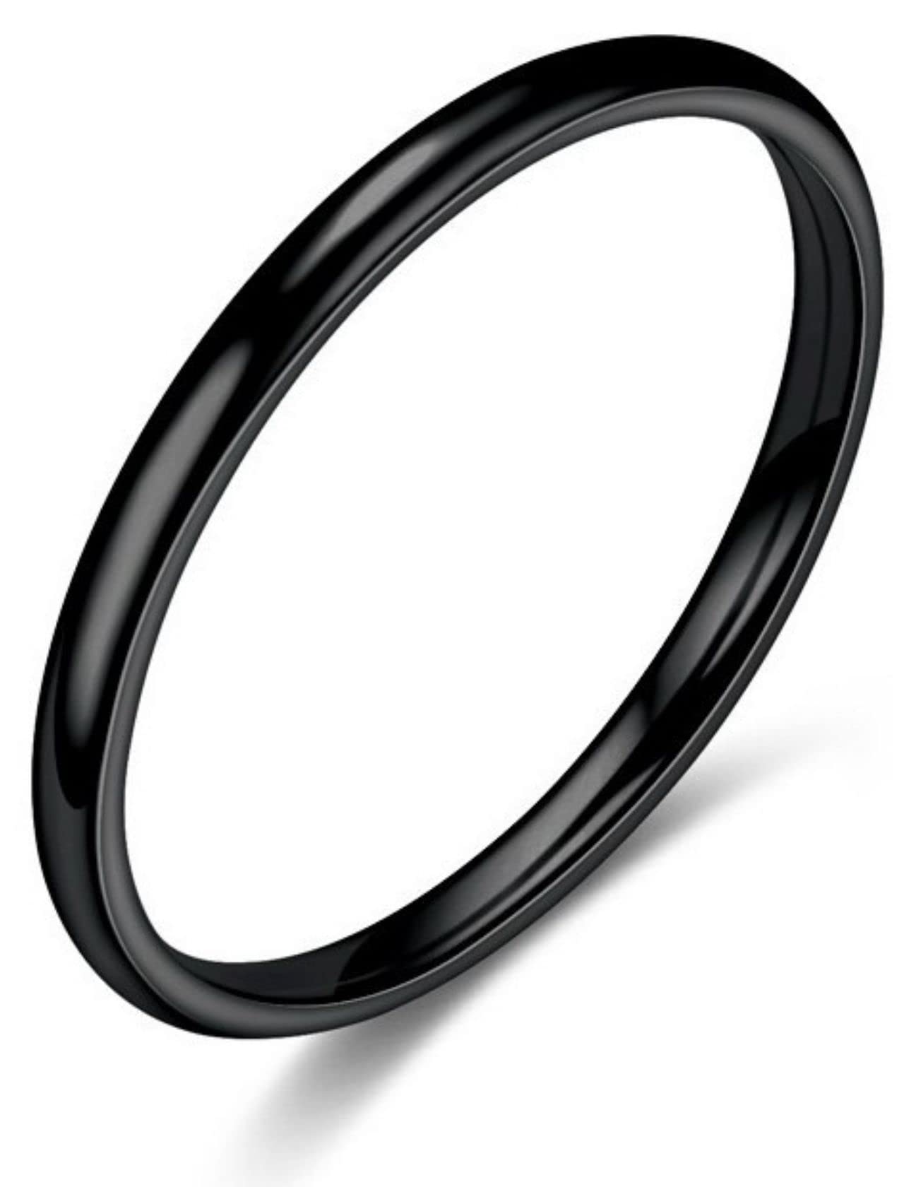 [swars] 指輪 2mm サージカルステンレス 4color 細身 リング メンズ レディース シンプル 金属アレルギー対応 (11号(US6), ブラック) の商品画像