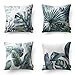 Phantoscope Set of 4 Tropical Palm Leaves Plant Printed Throw Pillow Case Cushion Cover, Dark Green, 18 x 18 inches, 45 x 45 cm