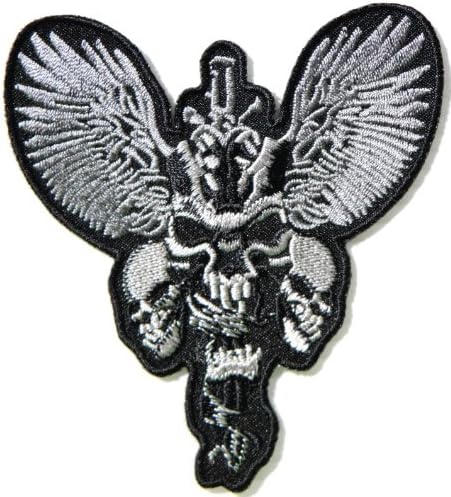 Skull Ghost Sword Devil Wings Biker Lady Rider Hippie Punk Rock Heavy Metal Tatoo Jacket T-shirt Patch Sew Iron on Embroidered Sign Badge