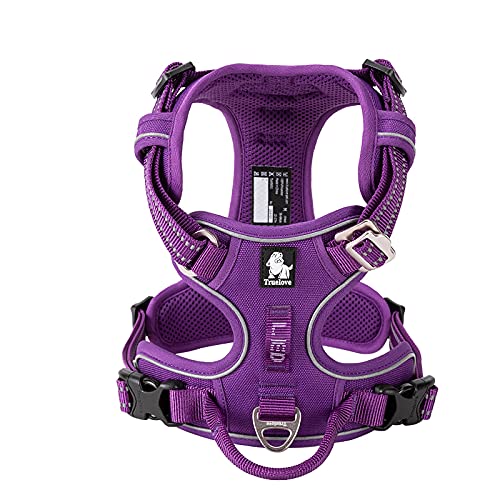 WINHYEPET True Love No Pull Dog Harness Extra Reflective Pet Harness for Small Medium Large Dogs Adjustbale for Running Walking Padded Soft Mesh Vest Easy Control TLH56512(Purple,XL)