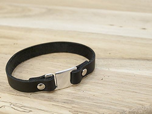 Handmade Black Leather Wrist Jewelry for Him, Men's Bracelet with Silver Plated Hook Charm, Men's Fashionable Accessories
