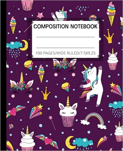 Composition Notebook Wide Ruled Cute Unicorn Aesthetic Preppy Composition Notebooks For Teen Girls Mehrariz Amazon Com Books