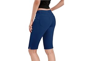 Hybrid & Company Womens Ultra Comfy Butt Lift Stretch Bermuda City Shorts with Pockets