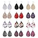 JieyueJewelry 12 Pairs Teardrop Leather Earrings for Women Girls Antique Lightweight Faux Leather Drop Earrings Petal Dangle Earrings Tear Drop Leather Earrings Double Side (A: Mix Colors)