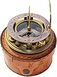 MAH Solid Brass Sundial Compass with Box Vintage