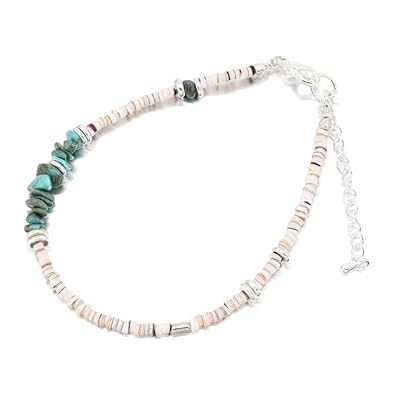 Amazon Tees アンクレット ターコイズ シェル 天然石 人気 足首