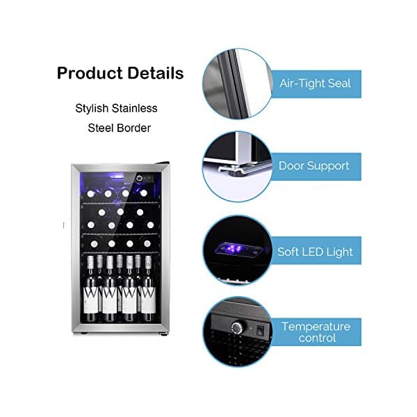 Antarctic-Star-26-Bottle-Wine-CoolerCabinet-Beverage-Refigerator-Mini-Fridge-Small-Wine-Cellar-Soda-Beer-Counter-Top-Bar-Quiet-Operation-Compressor-Freestanding-Clear-Glass-Door-for-OfficeDorm