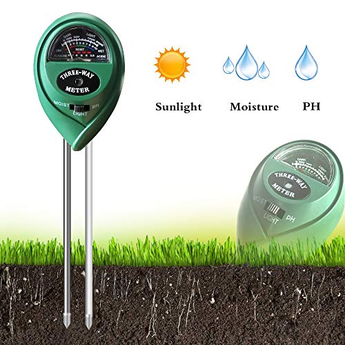QMOEH Soil Tester, Soil PH Meter, Soil Moisture Meter, Soil Light Meter, 3-in-1 Soil Test Kit for Garden, Farm, Lawn, Indoor & Outdoor (No Battery Needed)