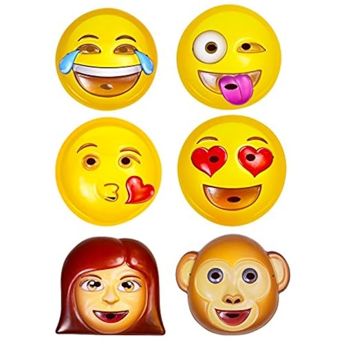 Emoji Universe : Emoji Vacuform Party Masks (Pack of 6) Clothing, Shoes & Jewelry, Costumes & Accessories, Kids & Baby, Girls, Masks