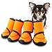 HaveGet Waterproof Dog Shoes Fluorescent Orange Dog Boots Adjustable Straps and Rugged Anti-Slip Sole Paw Protectors for All Weather Comfortable Easy to Wear Suitable for Large Dog (XS)