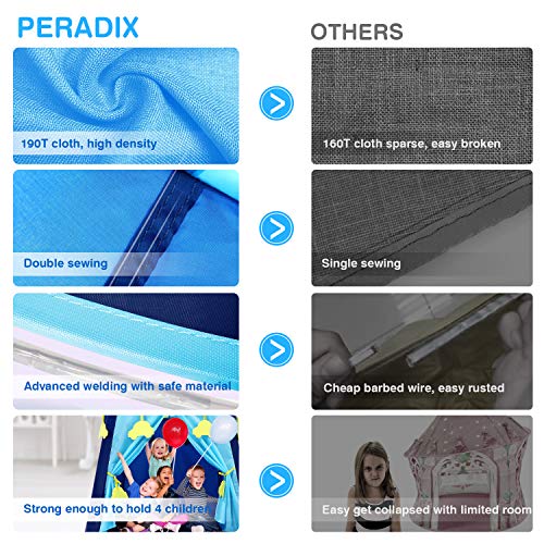 Peradix Play Tent for Boys, Kids Castle Playhouse for Children Kids Pop Up Foldable Play House Ball Pit with Sticky Balls Indoor & Outdoor Pitching Activity Games(Storage Carrying Bag Included, Blue)