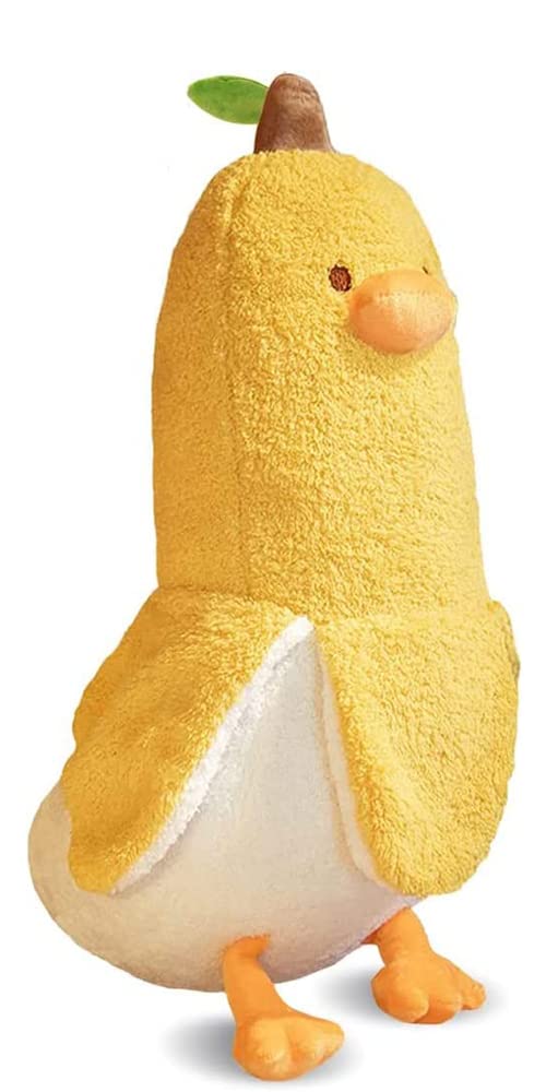 Annco Cute Banana Duck Plush, Soft Long Body Hugging Plushie Pillow, Funny Banana Duck Stuffed Animal for Girls & Boys