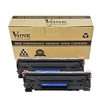 V4INK 2 Pack Replacement for HP CE285A, HP 85A, CB435A, CB436A, Canon 125 Black Toner Cartridge for use with HP LaserJet P1102w, HP M1212nf Printer