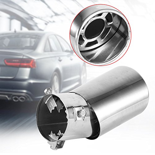 Cuque 1 Pcs Exhaust Muffler Tail Pipe Universal Rear Curved Round Chrome Stainless Steel Auto Tailpipe Pipe Tip for Diameter 38mm - 53mm Pipe Diameter 6.2cm / 2.4-Inch Total Length 13.8cm / 5.4-Inch