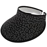 Womens Summer Big Brim Leopard Print Empty Top Sun Cycling Running Hat Cap Visor