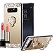 Miniko Galaxy Note 8 Case Bling, (TM) Sparkly Slim TPU Mirror Makeup Bling Rhinestone Diamond Back Case Cover with Detachable 360 Degree Ring Holder Stand for Samsung Galaxy Note 8 Gold