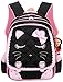 Efree Cute Cat Face Bow Diamond Bling Waterproof Pink School Backpack Girls Book Bag (Medium, Black)