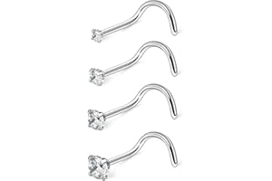 Ruifan 18G 1.5mm 2mm 2.5mm 3mm 3.5mm 4mm Round Diamond CZ Nose Screw Studs Rings Piercing Jewelry 4-12PCS