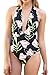 Cupshe Fashion Women's Lily Printing Padding Halter One Piece Swimsuit