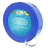 U.S. Pool Supply 1-1/2" x 100' Heavy Duty Blue PVC Swimming Pool Backwash Hose with Hose Clamp