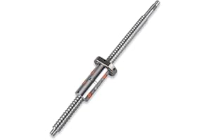 Mssoomm Double Nut Ballscrew 25mm DFU2505 RM2505 Length 27.56 inch / 700mm + Ball Screw Double Nut with End Machining for Bearing Block Support BK/ BF20 for CNC Machine