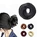 FESHFEN Scrunchy Scrunchie Hairpieces Elastic Messy Hair Bun Ponytail Hair Extensions Wig Drawstring-1# Black