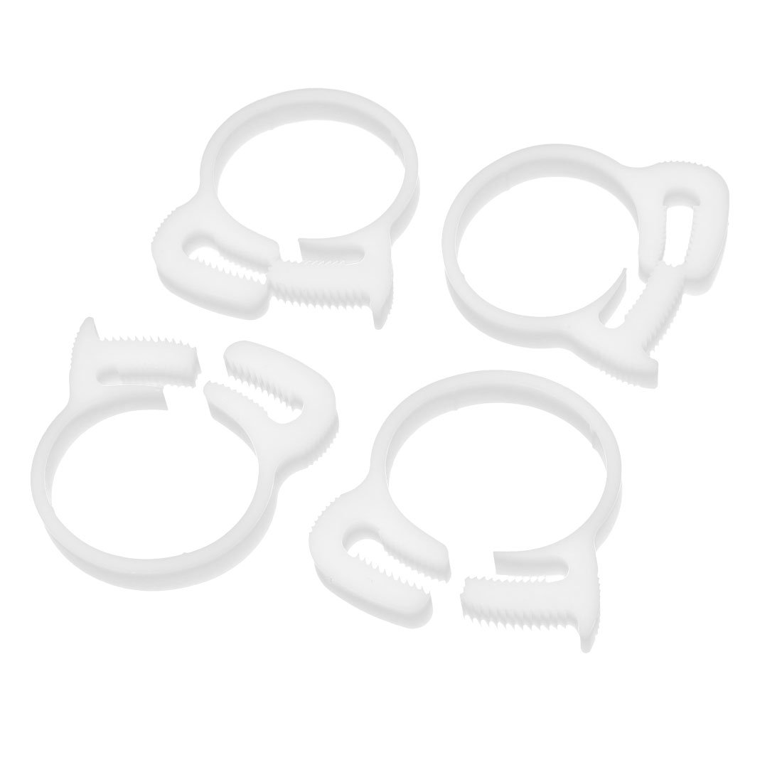 Sourcingmap 30.2mm-32.5mm Double Gripping Plastic Hose Tube Clamps Fasteners White 4 Pcs