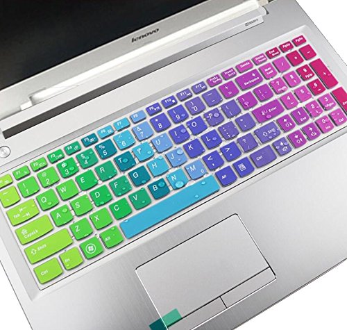 CaseBuy Colorful Silicone Keyboard Protector Cover for Lenovo ideapad 300 15", 500 15", 500S 15", Y700 15" & 17", Z51, Flex 3 15" Laptop - Rainbow