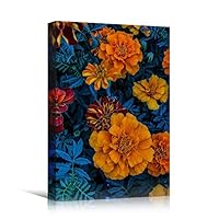 Canvas Wall Art Yellow Petals Colorful Farmhouse/Country Floral Multicolor Patterns Photography - 12x18 inches