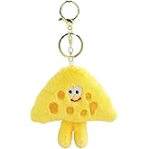 JFJXLM Plush Keychain Cute Bag Charms Kawaii Stuffed Cheese Purse Charm for Women Metal Keyring Cartoon Food Keychains for Backpacks Handbags Decor Car Keys Accessories Christmas Birthday Gifts