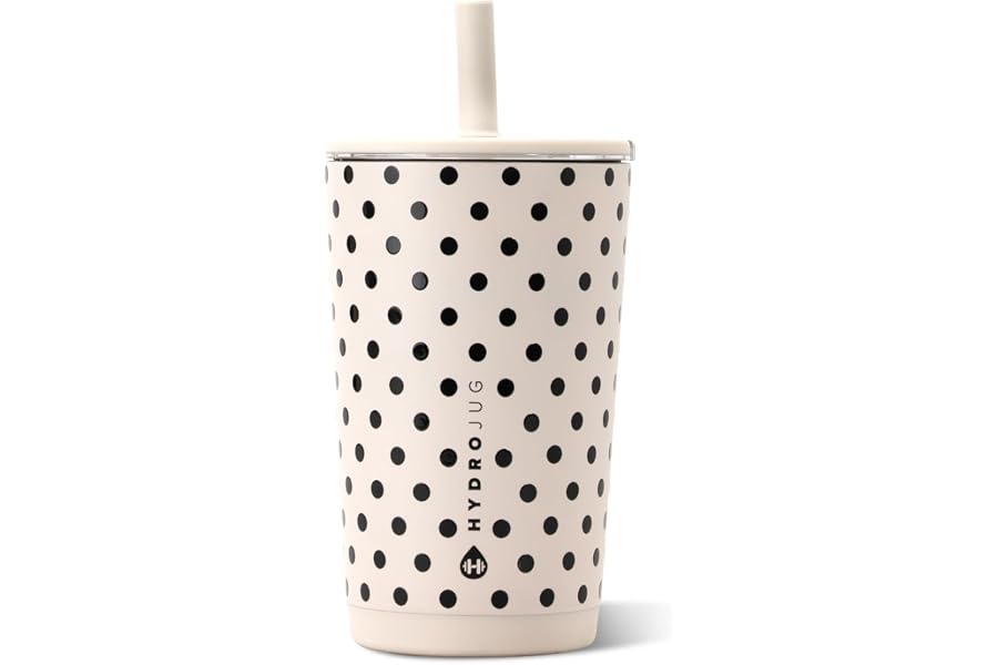 HydroJug Polka Dot Everyday Tumbler 14 oz, Ceramic-Lined, French Vanilla | Vacuum insulated stainless steel, Polka Dot, soft- Book