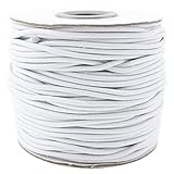 CleverDelights White Fabric Elastic Cord - 10 Yards - 2mm - Crafts Beading Jewelry Stretch Shock Cording