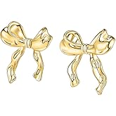 TONLUYAX Gold Silver Bow Earrings Women Ribbon Stud Earrings Gift