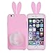 iPhone 6/6s Cover,Hecheng Cute Long Ear Rabbit with Furry Tail Silicone Bunny Case for Apple iPhone 6 4.7 inch-Pink