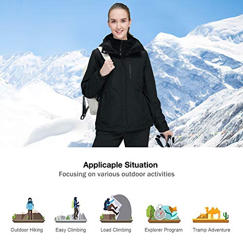 CAMEL CROWN Women's 3-in-1 Ski Jacket Waterproof Snow Coat