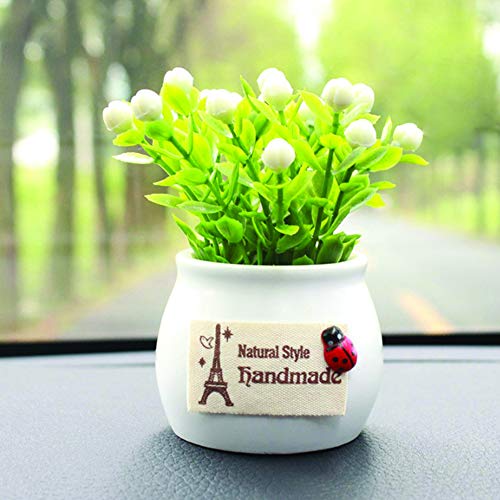 Studyset Artificial Plant Car Ornament Plant Simulation Artificial Tree Car Resin Pot Dashboard Decoration White 7.855