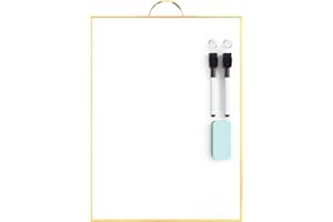 TSJ OFFICE Small White Board - 16" X 12" Portable Gold Aluminum Framed Whiteboard, Magnetic Dry Erase Board with a Handle, to Do List Notepad for Office, Home, School