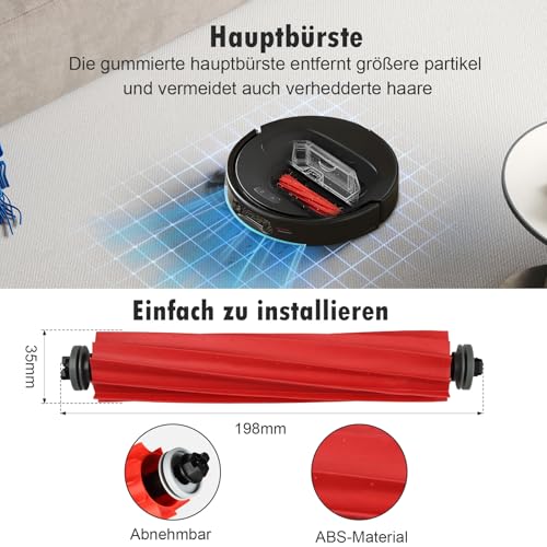Pack of 22 accessories for Roborock QV 35A/35S/Qrevo S Pro/Qrevo series/QR598/QR798 robot vacuum cleaner, 2 main brushes, 4 wipes, 4 HEPA filters, 4 dust bags, 6 side brushes, 1 cleaning brush, 1 screwdriver