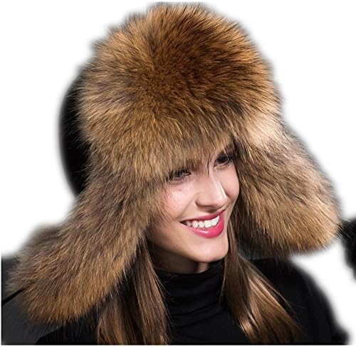 Ladies real Fox Fur Russian Cossack Style Winter Warm Hat Ski Cap (raccoon)