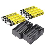 Garberiel 8 PC 18650 Battery 6000 mAh 3.7v Performance Li-ion Rechargeable Batteries + 2 x Dual Chargers
