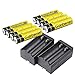 Garberiel 8 PC 18650 Battery 6000 mAh 3.7v Performance Li-ion Rechargeable Batteries + 2 x Dual Chargers