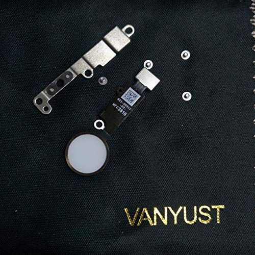 VANYUST Replacement Home Button Key Flex Cable Assembly with Rubber Ring Compatible for iPhone 7 and 7 Plus (Gold) + VANYUST Cloth