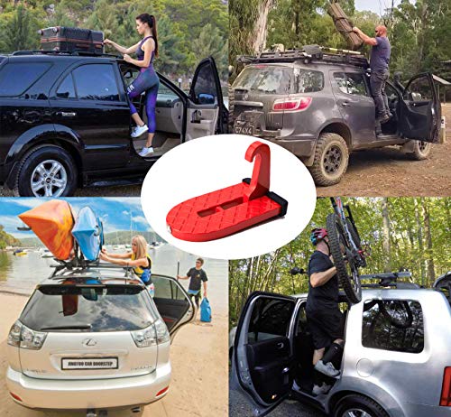 KTPYRP Vehicle Doorstep Folding Ladder Foot Rest with Safety Hammer Head for Easy Access to Car Rooftop & Roof-Rack, Car Door Step for Jeep, SUV & RV