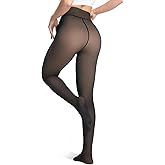 Unesmaro Women's Thermal Fleece Lined Tights, Translucent Skin Tone Pantyhose Style Leggings for Winter Warmth