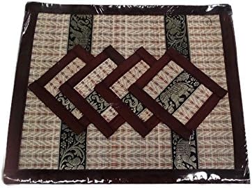 Mat Coaster From Wooven Sedge By Hand Made Natural Reed and Thai Silk