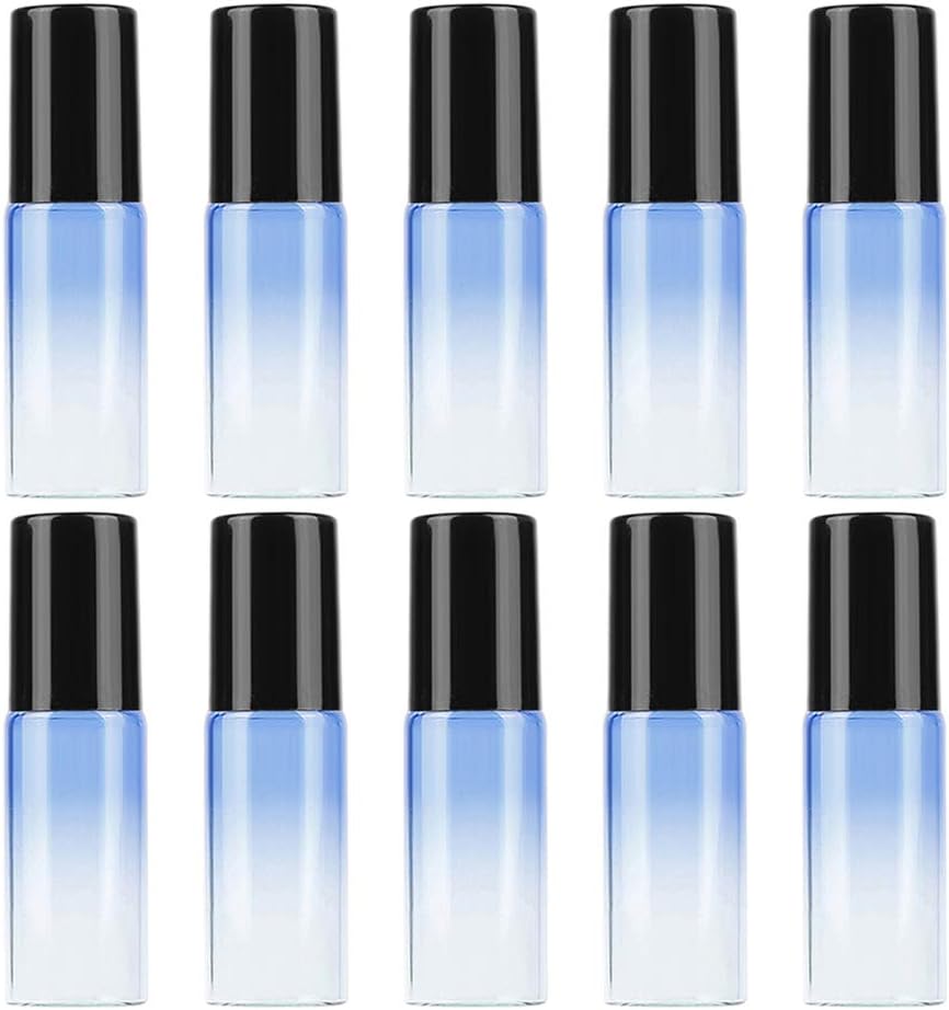 10pcs/5ml Portable Mini Perfume Dispensers Essential Oil Glass Container Roll on Design Gradient Color Travel Glass Bottle