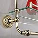 Leyden Wall Mount Glass Shelf，Gold Bathroom Shelf with Towel Bar TI-PVD Brass Material Double Layer